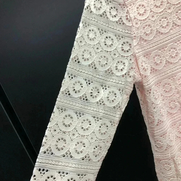 Charter Club Lace Overlay,scalloped hem & cuffs,lined long sleeve boatneck,blush - Picture 3 of 8